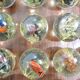 Vintage wooden carved solitaire game – Resin balls with insects –