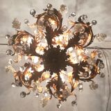 Murano fruit chandelier in crystal and gold metal
