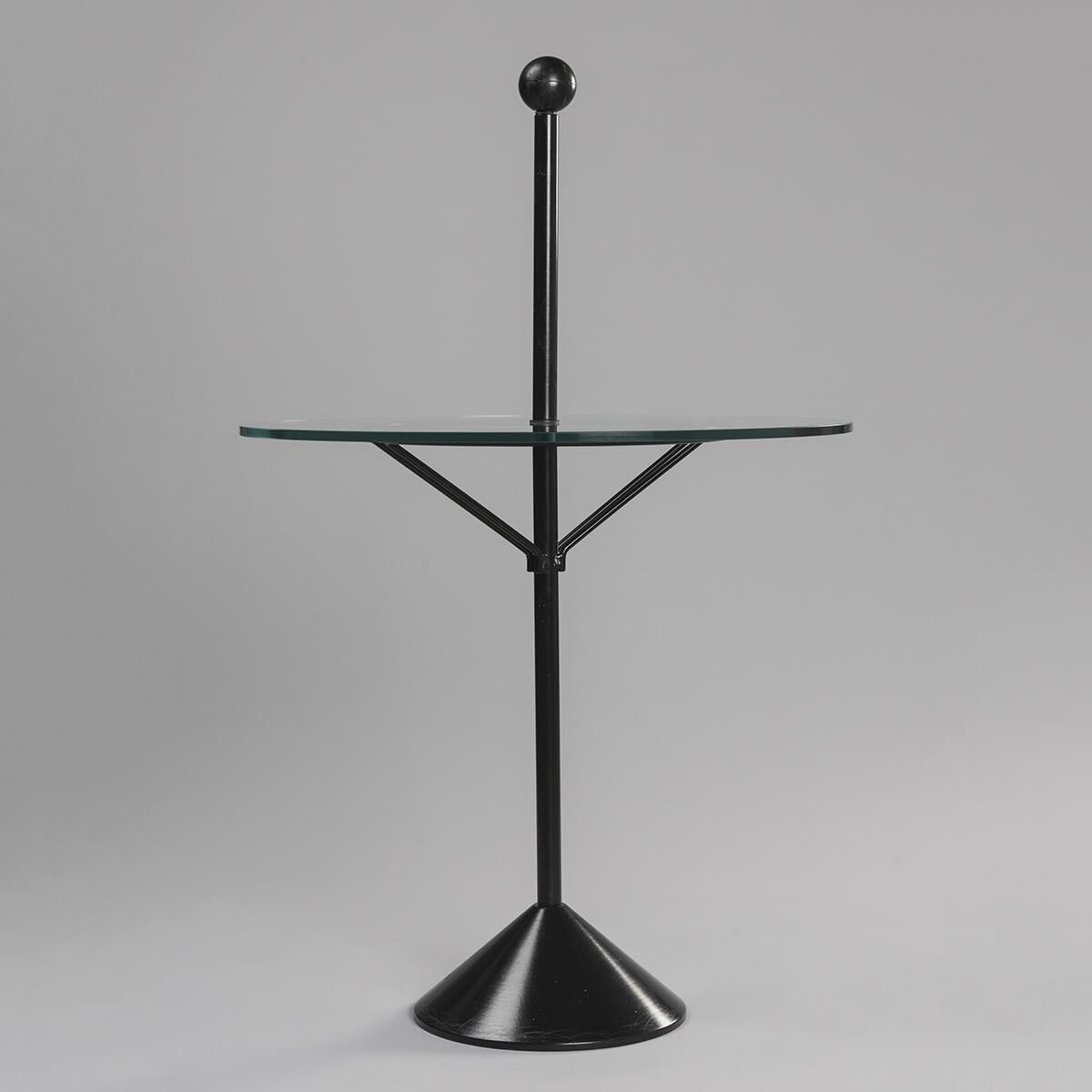 Side table in steel and glass, circa 1980