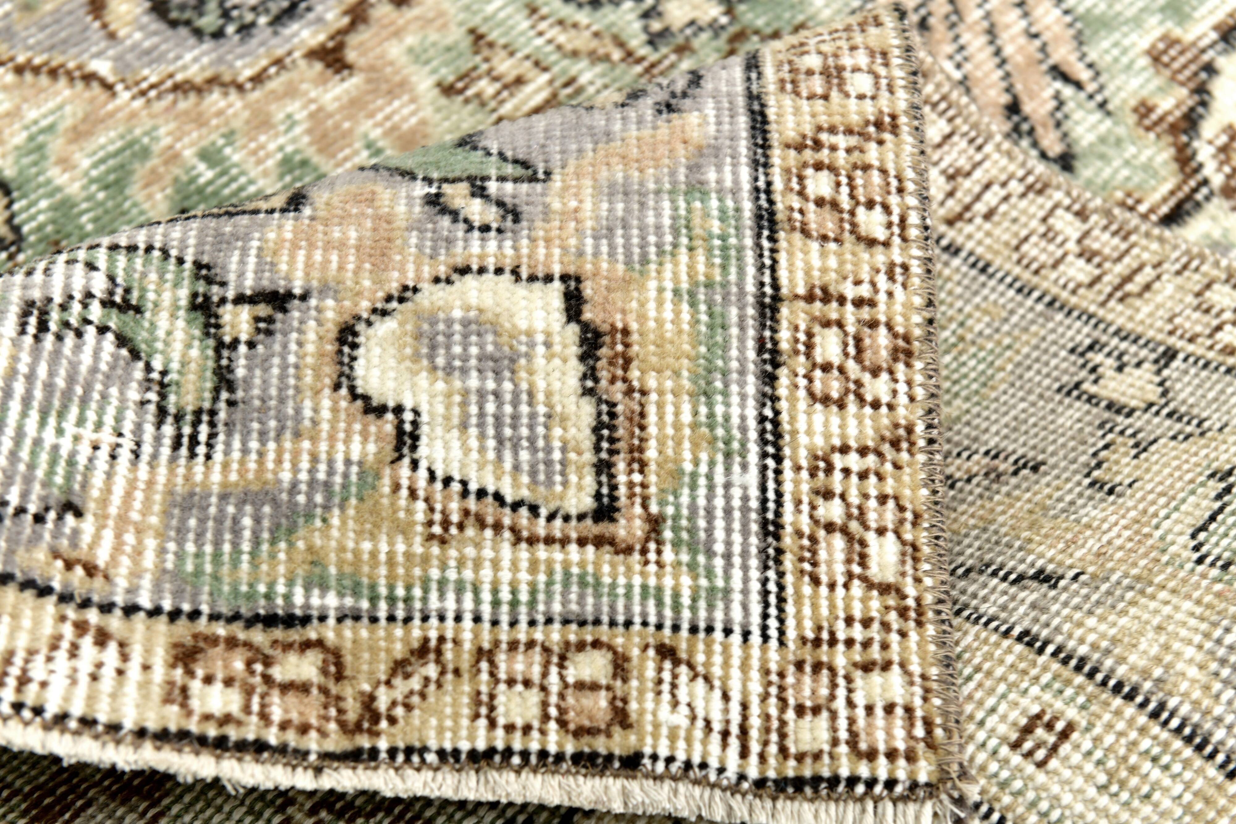 5x9 Turkish Olive Green & Cream Floral Vintage Area Rug, 169x280Cm