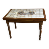 Vintage extendable dining table in wood and ceramic – 1970s