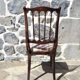 Set of 6 chairs in lacquered wood and fabric