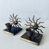 Pair of sun candle holders