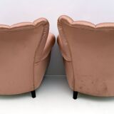 Pair of Mid-Century Modern Italian Satin Armchairs, 1950s