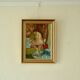 Original Swedish oil on panel painting – nude in colourful interior