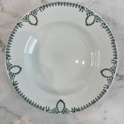 Set of 7 deep plates in earthenware, decorated with a green frieze.