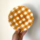Sarreguemines plates - Tea towel - Orange - vintage - Retro