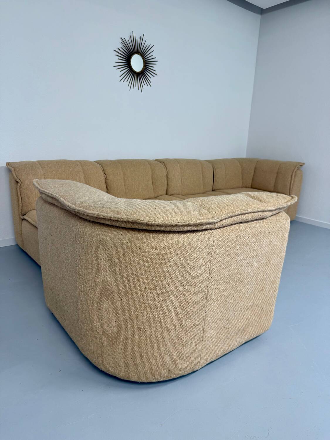 Modular sofa in beige fabric, 70s, 5 elements