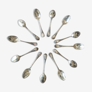 12 cuillères à moka ou expresso en metal argenté Christofle Marly