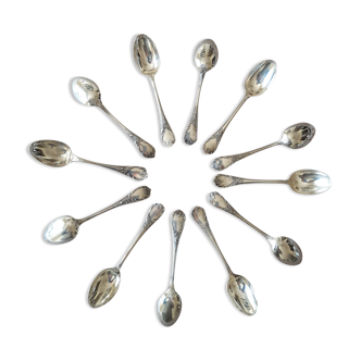 12 moka spoons or silver metal espresso Christofle Marly