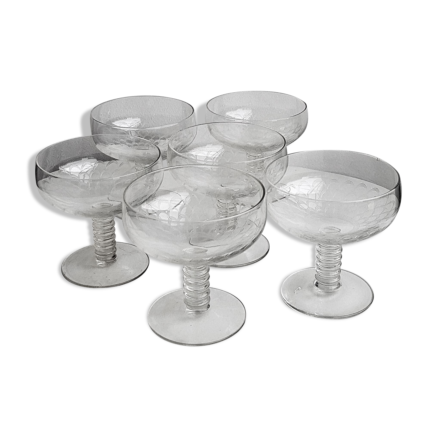 Set of 6 art deco champagne cups