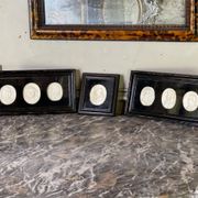Sculpted ivory portrait suite, England circa 1880, sold in accordance with CITES regulations.