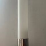 Vintage lamp in opaline and brushed aluminum