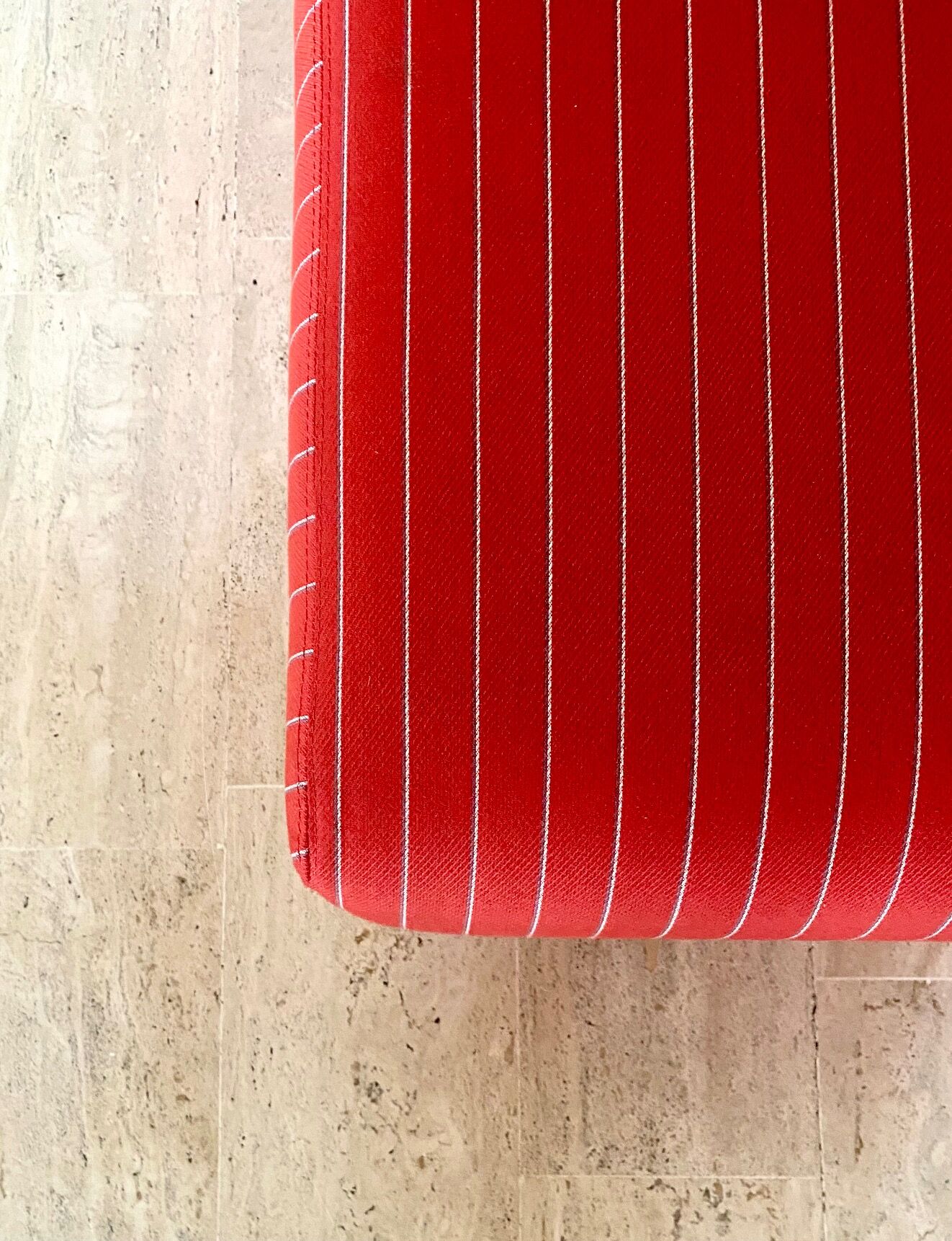 Pair of red striped armchairs from the 1980s