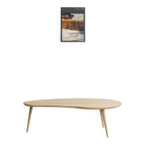 Table basse format haricot en chêne massif local (140x90cm)