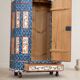 Antique hand-painted Baroque chest folk art cabinet dated solid wood Central Europe, 1865