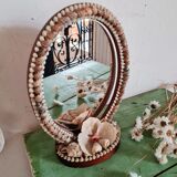 Oval mirror wood and vintage shells