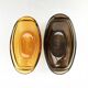 Set of 5 small oval eared dishes in amber and smoked tempered glass