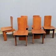 Wooden Chairs attributed to Carlo Scarpa for Gavina, Italy, 1970s, Set of 6