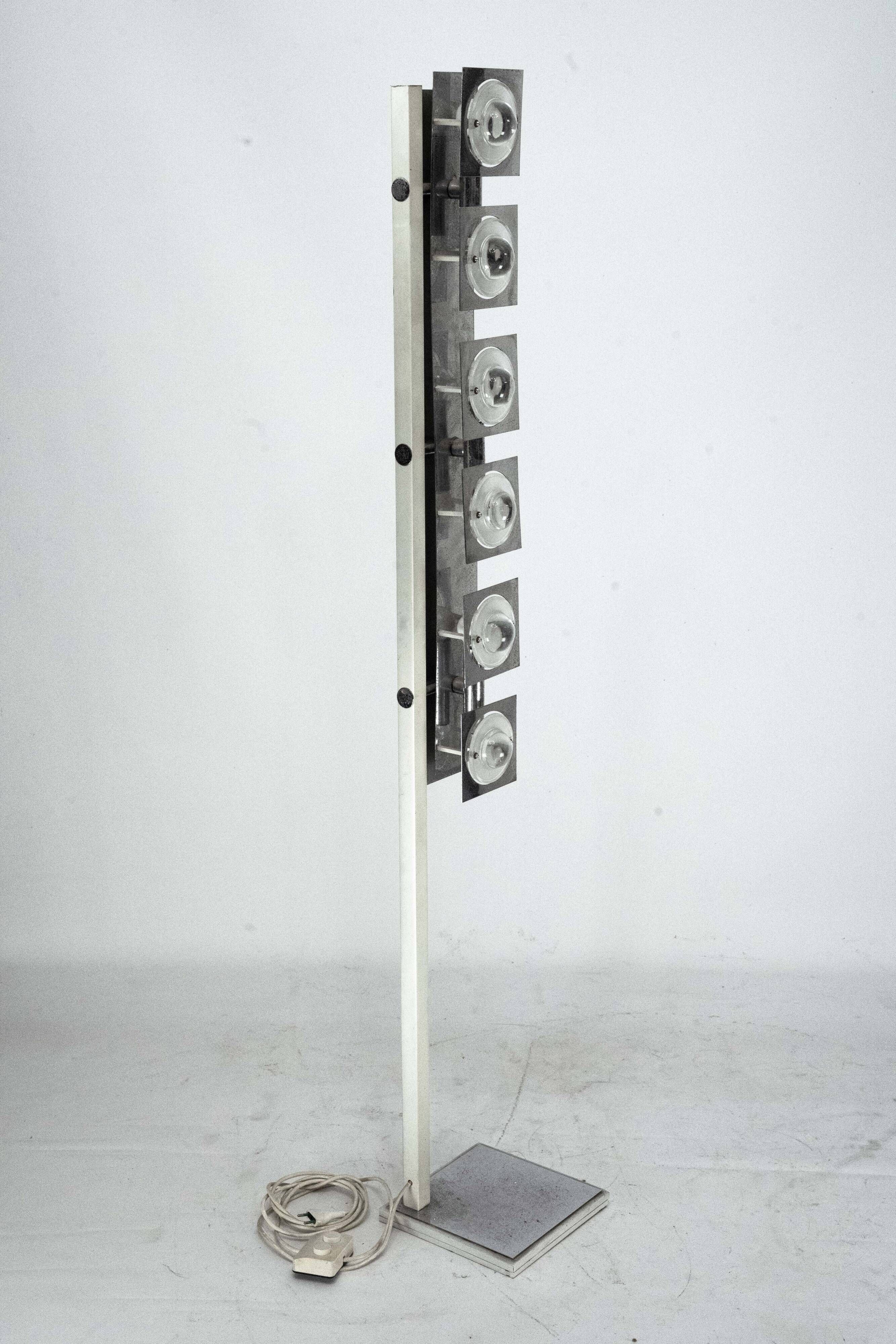 Mid-Century Chrome and Glass Floor Lamp attributed to Sciolari, Italy 1970s