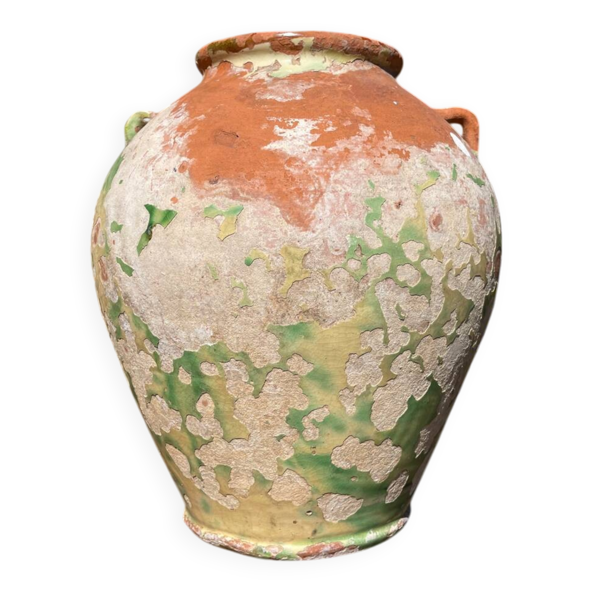Ancient terracotta pottery jar from the 19th century.