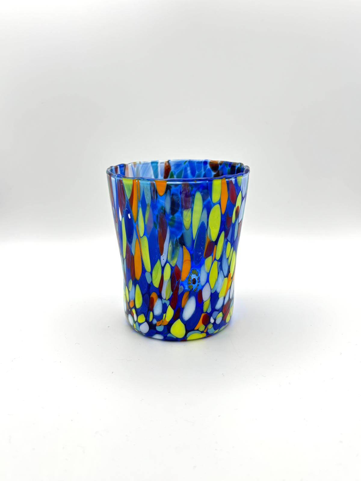 Set of 6 blown glass glasses with Murano murrine.