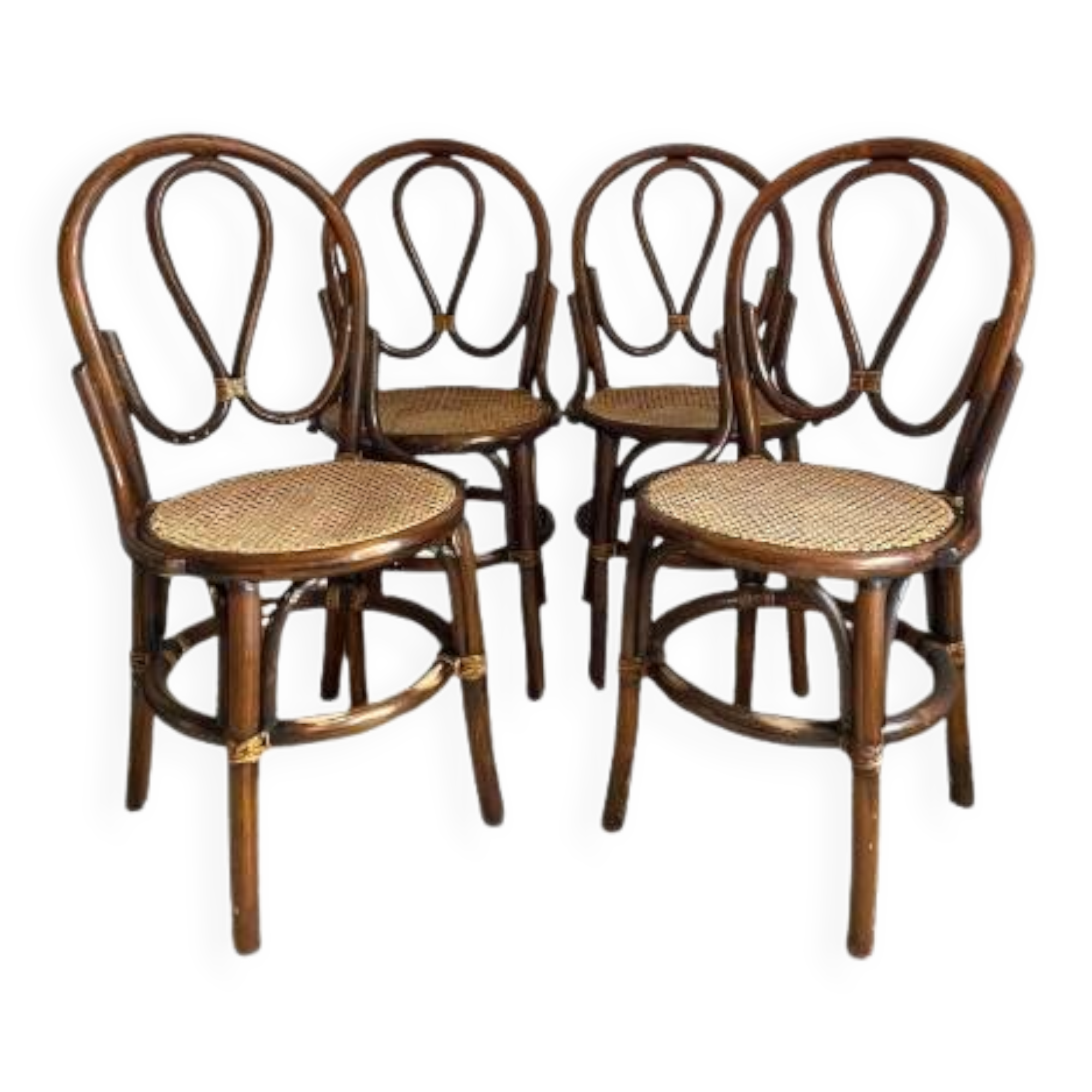 Rattan and cane bistro chairs