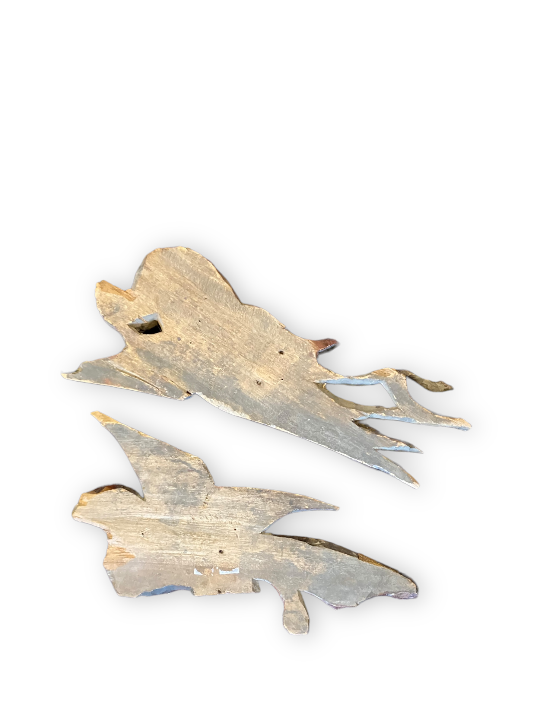 Pair of golden wood birds