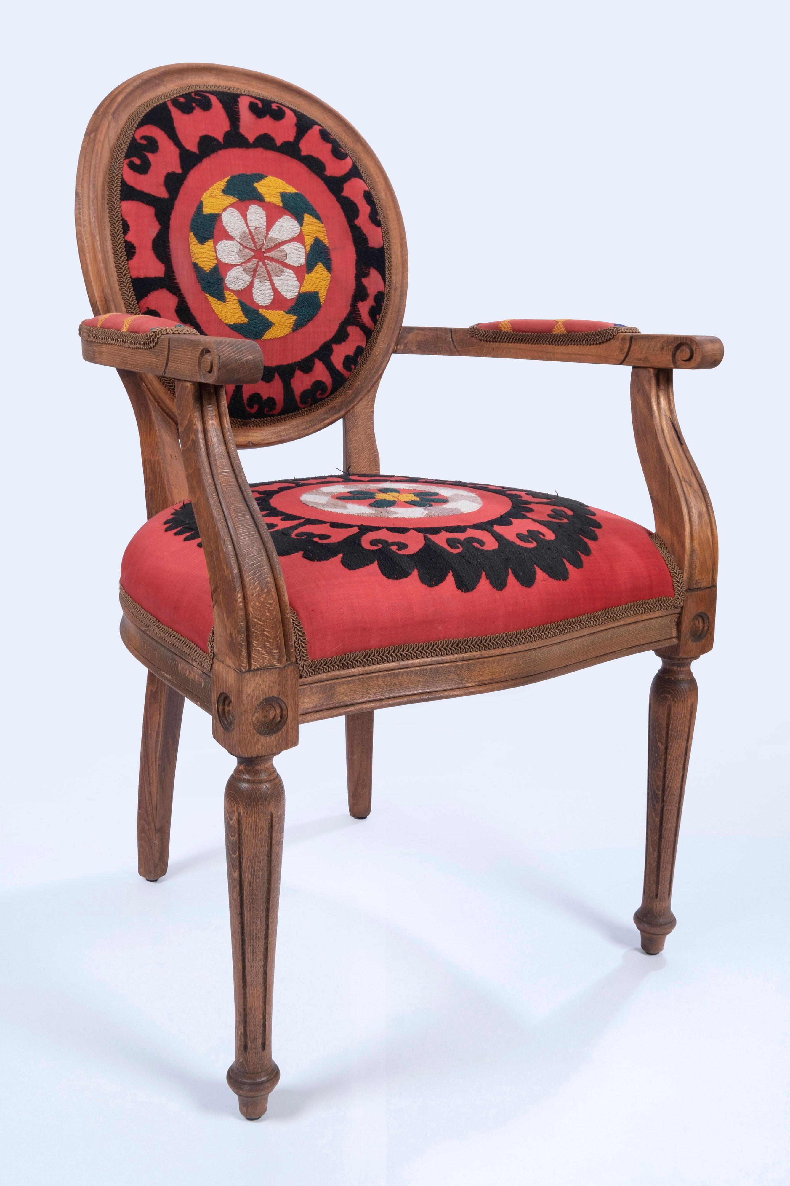 Bohemian chair, Suzani embroidery armchair with bergere style