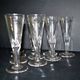 Portieux? Meisenthal? Set of 10 cut glass champagne flutes with flat sides from 1900.