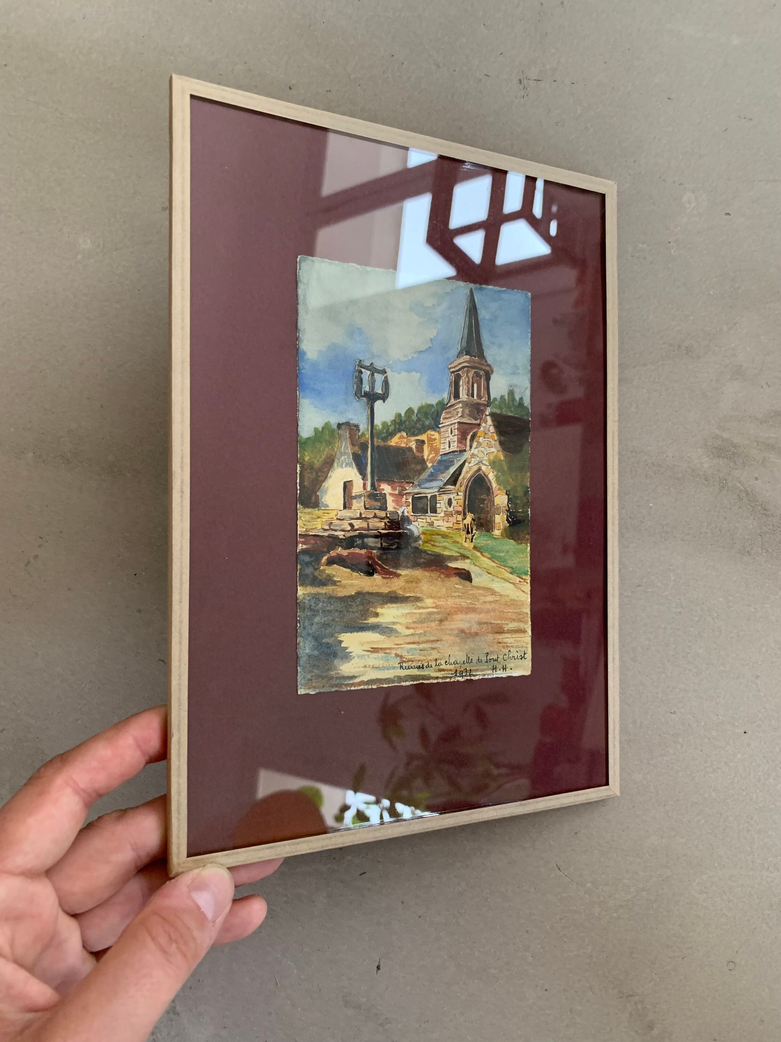 Old watercolor, Pont Christ chapel 1932