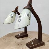 Pair of midcentury modern wooden desk lamp set table lamp