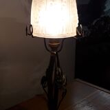 Black wrought iron lamp with gold patina