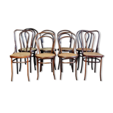 Lot 8 chairs bistro in curved wood early twentieth century