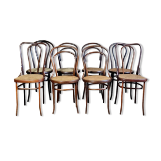 Lot 8 chairs bistro in curved wood early twentieth century