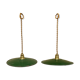Vintage suspension duo in enamelled sheet metal style indus green and white