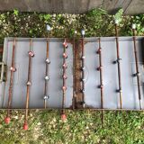 Old table football toy red metal + vintage wood players