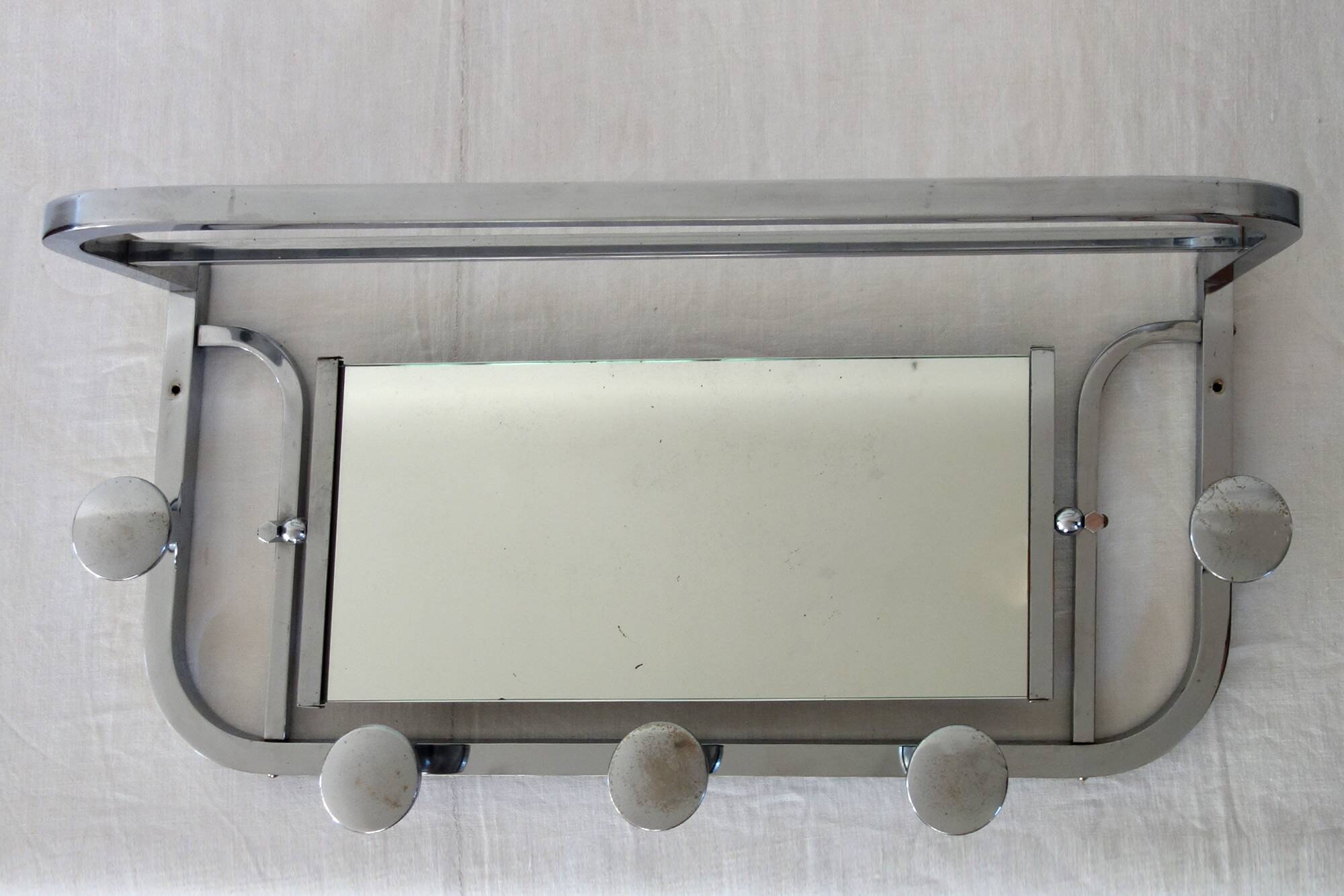 Chrome metal wall coat rack 1930s France