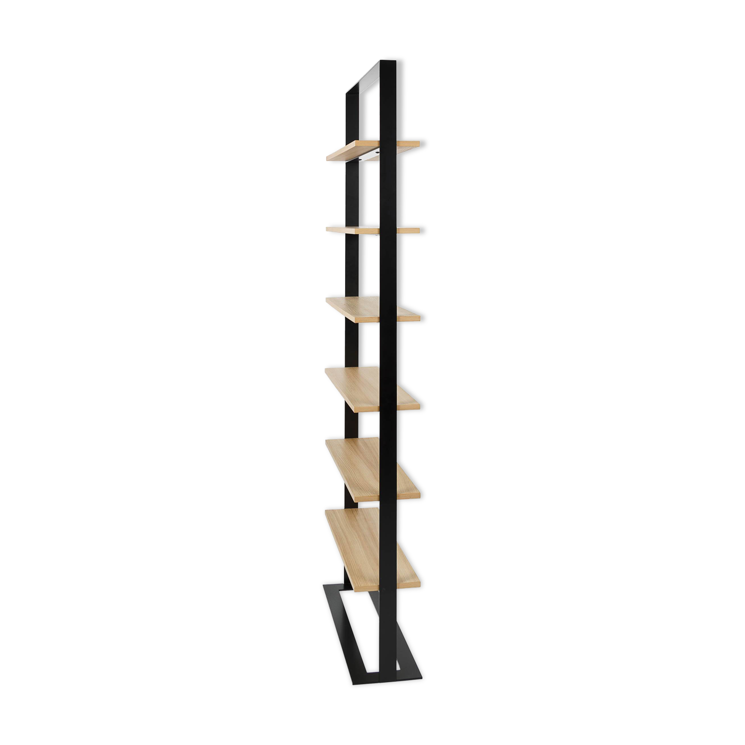 Severin shelf 2 oak and matte black steel