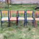 Set of 5 school chairs years '70 in red and blue