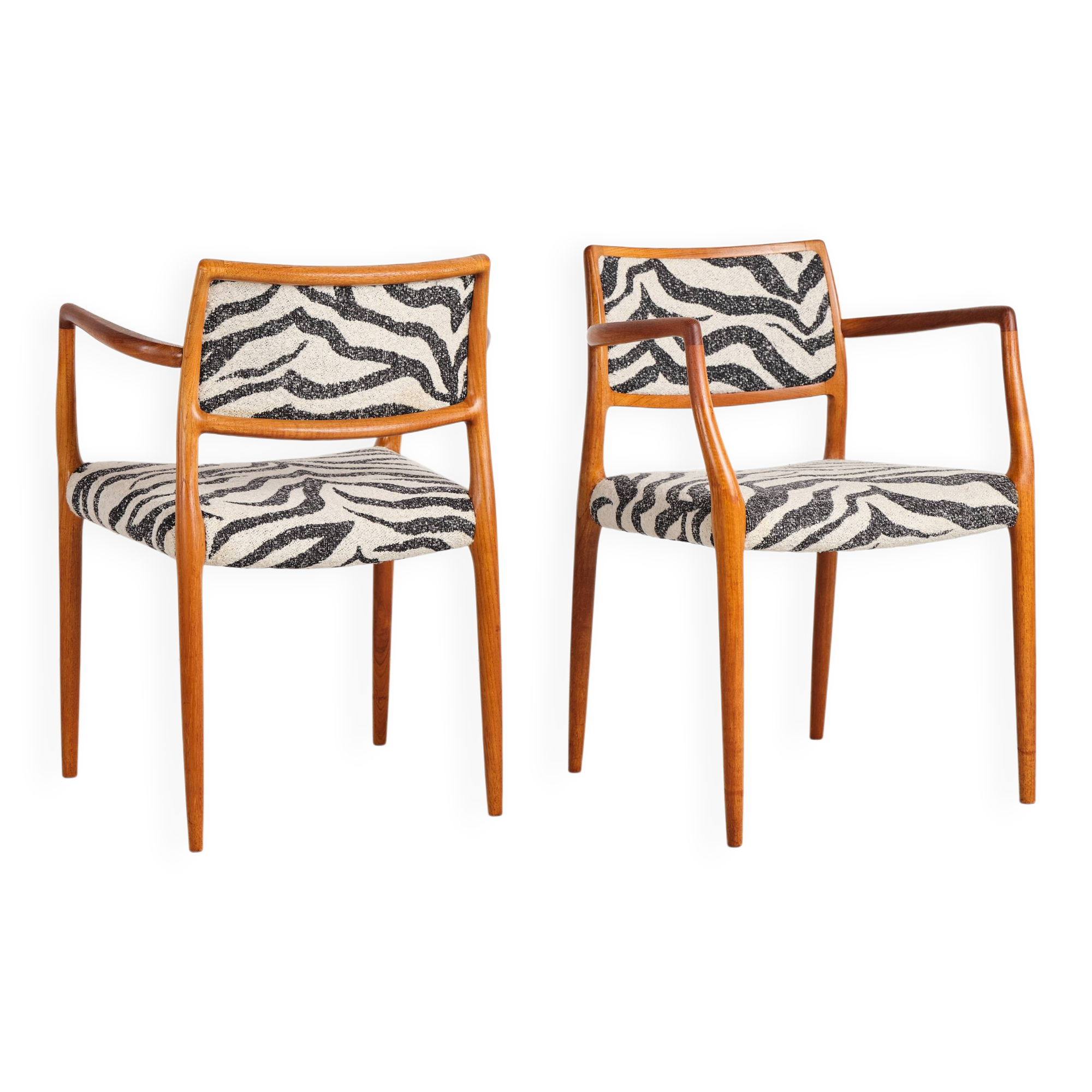 Set of 2 Danish armchairs by Niels O. Møller, model 65, mid-century design.
