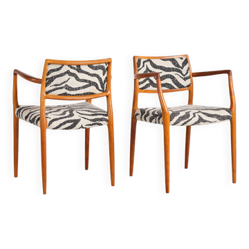 Set of 2 Danish armchairs by Niels O. Møller, model 65, mid-century design.
