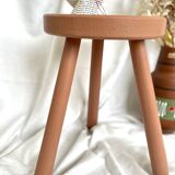 Vintage painted wood tripod stool