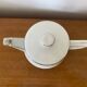 Antique Aluminite Teapot FRUGIER White & Silver Ceramic Vintage