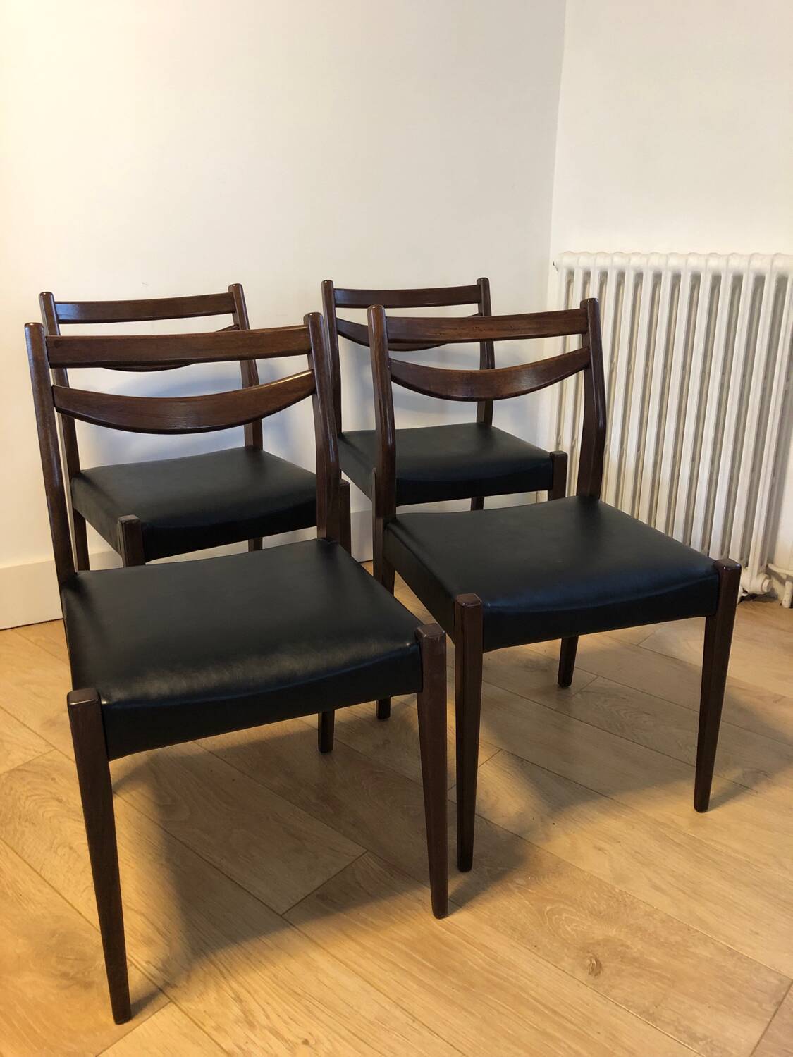 Series of 4 vintage Scandinavian style chairs