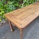 Antique French draper's table in oak, shop counter, work table, 6 feet, circa 1750–1850.