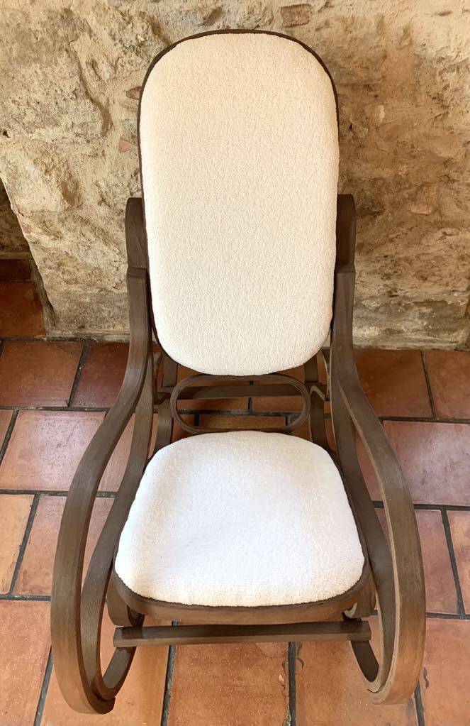 White terry fabric rocking chair