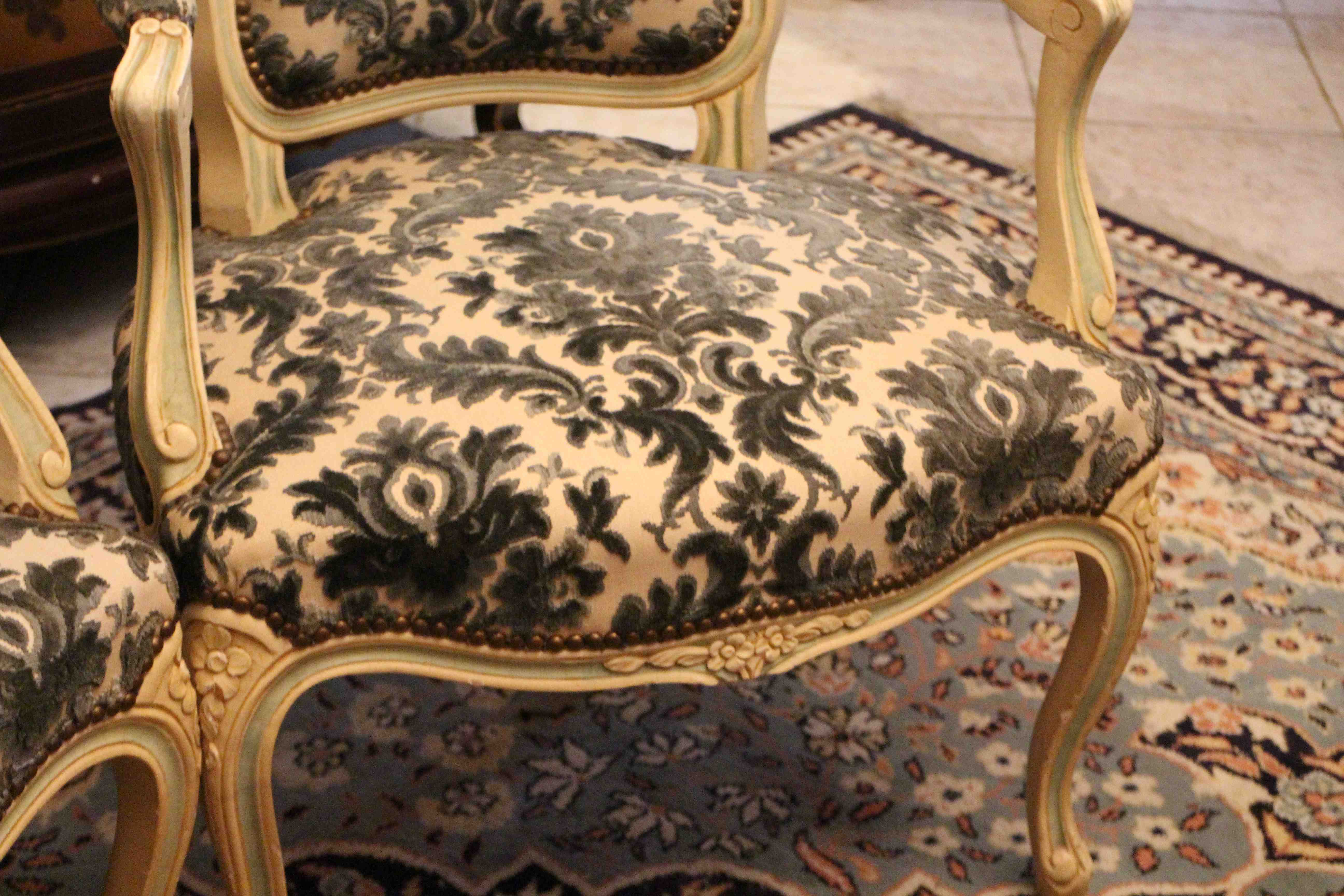 Pair of Louis XV-style convertible armchairs