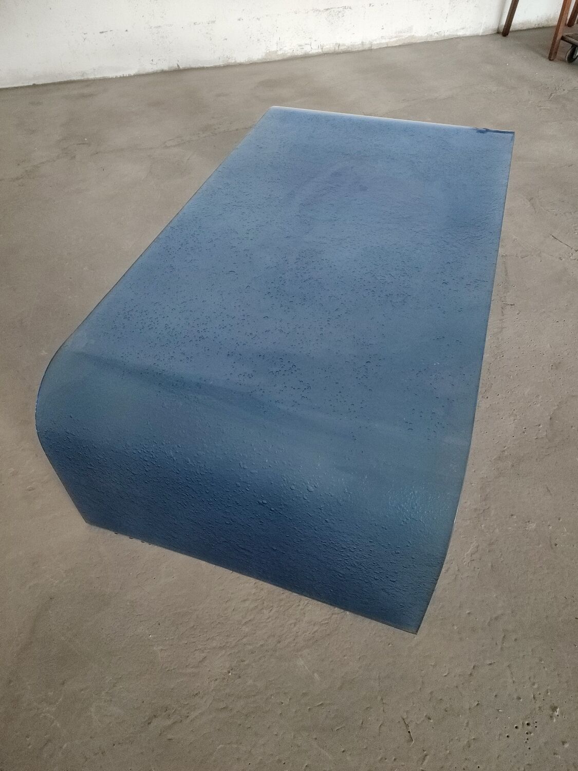 Vintage Italian blue glass coffee table
