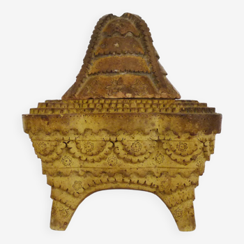 Carved soapstone temple offering pot, ointment pot. Thailand, Burma